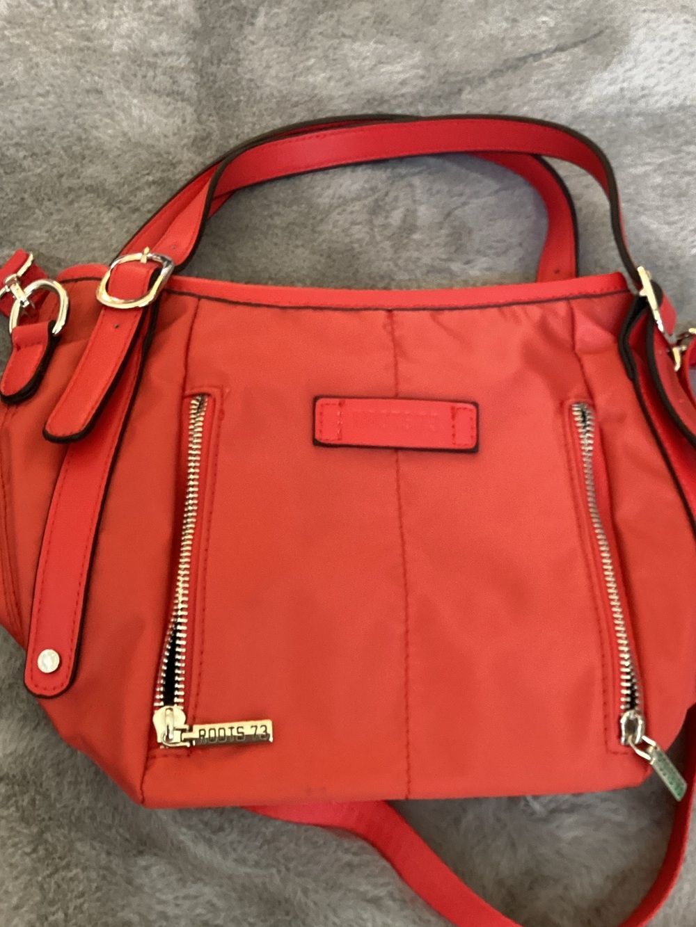 Red Women’s Crossbody Handbag with Silver Zippers - Picture 3 of 8